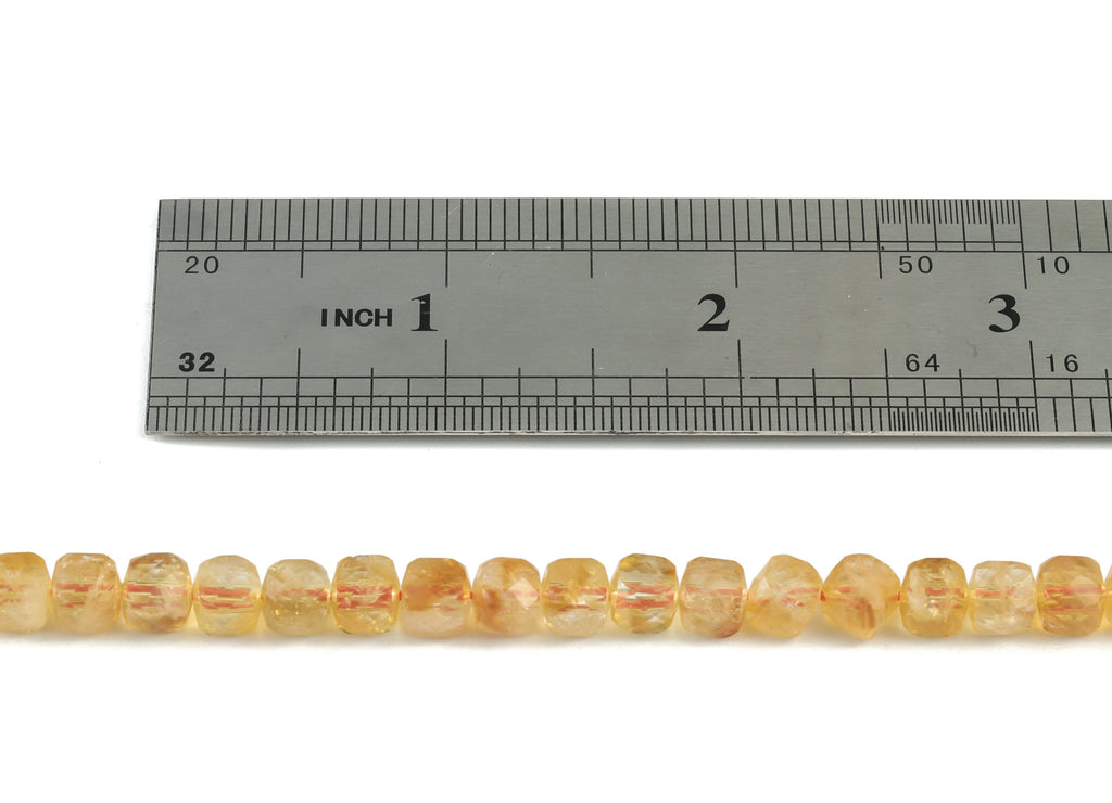 Citrine Cube Beads 6mm - 15.5 inch - Faceted Cube Gemstone Beads - Natural Stone Beads - 6x6mm - NS1105 - DOMEDBAZAAR