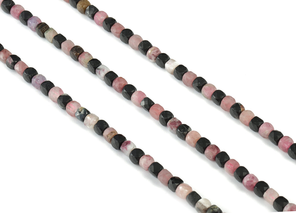 Tourmaline Cube Beads 4mm - 15.5 inch - Faceted Cube Gemstone Beads - Natural Stone Beads - 4x4mm - NS1111 - DOMEDBAZAAR