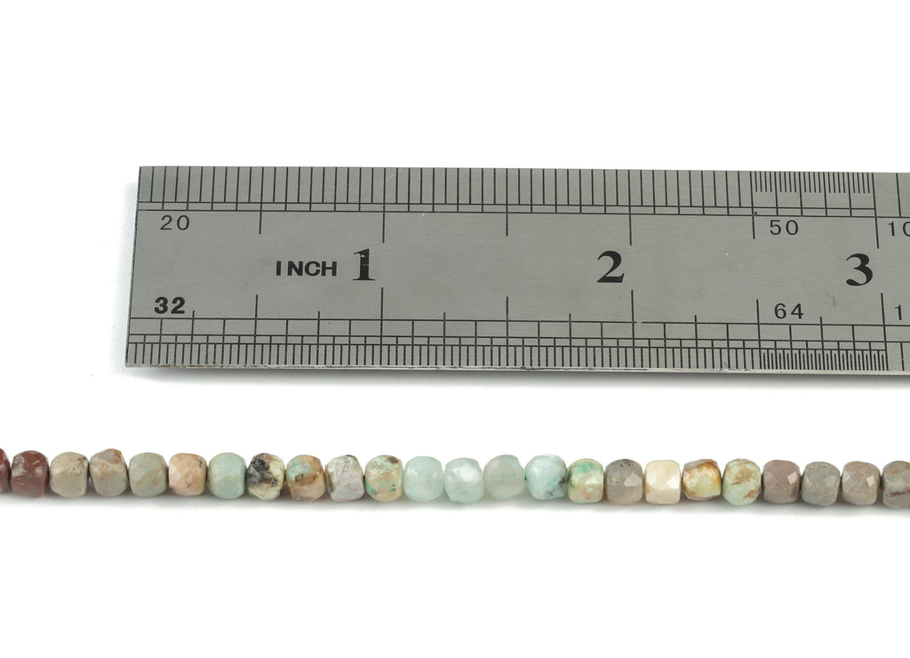 Chrysocolla Cube Beads 4mm - 15.5 inch - Faceted Cube Gemstone Beads - Natural Stone Beads - 4x4mm - NS1113 - DOMEDBAZAAR