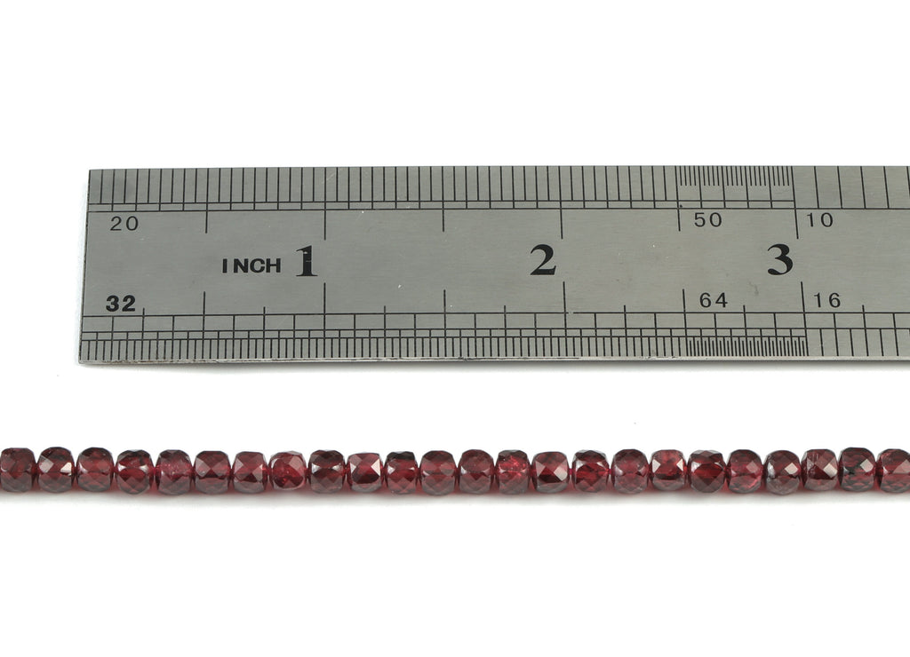 Granet Cube Beads 4mm - 15.5 inch - Faceted Cube Gemstone Beads - Natural Stone Beads - 4x4mm - NS1119 - DOMEDBAZAAR