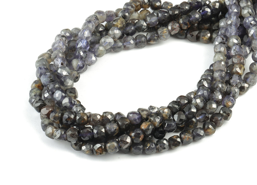 Lolite Stone Cube Beads 4mm - 15.5 inch - Faceted Cube Gemstone Beads - Natural Stone Beads - 4x4mm - NS1121 - DOMEDBAZAAR