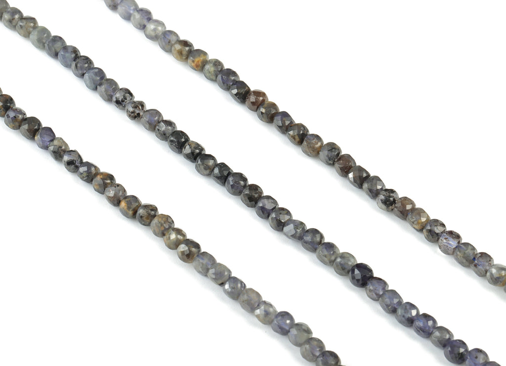Lolite Stone Cube Beads 4mm - 15.5 inch - Faceted Cube Gemstone Beads - Natural Stone Beads - 4x4mm - NS1121 - DOMEDBAZAAR