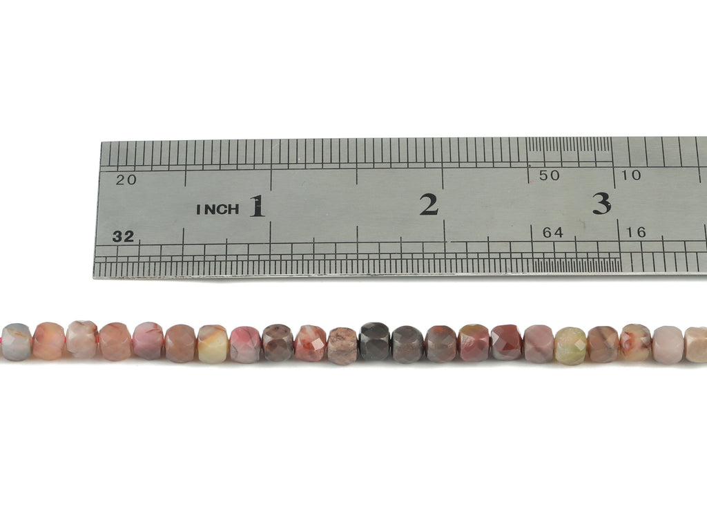 Sakura Agate Cube Beads 4mm - 15.5 inch - Faceted Cube Gemstone Beads - Natural Stone Beads - 4x4mm - NS1122 - DOMEDBAZAAR