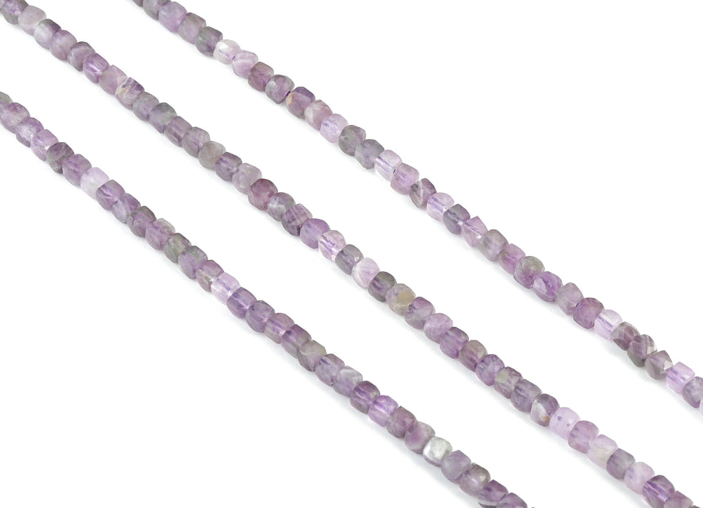 Amethyst Cube Beads 4mm - 15.5 inch - Faceted Cube Gemstone Beads - Natural Stone Beads - 4x4mm - NS1123 - DOMEDBAZAAR