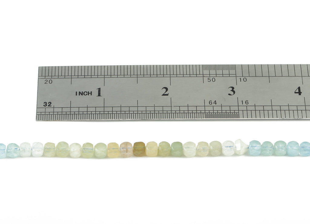 Aquamarine Cube Beads 4mm - 15.5 inch - Faceted Cube Gemstone Beads - Natural Stone Beads - 4x4mm - NS1126 - DOMEDBAZAAR