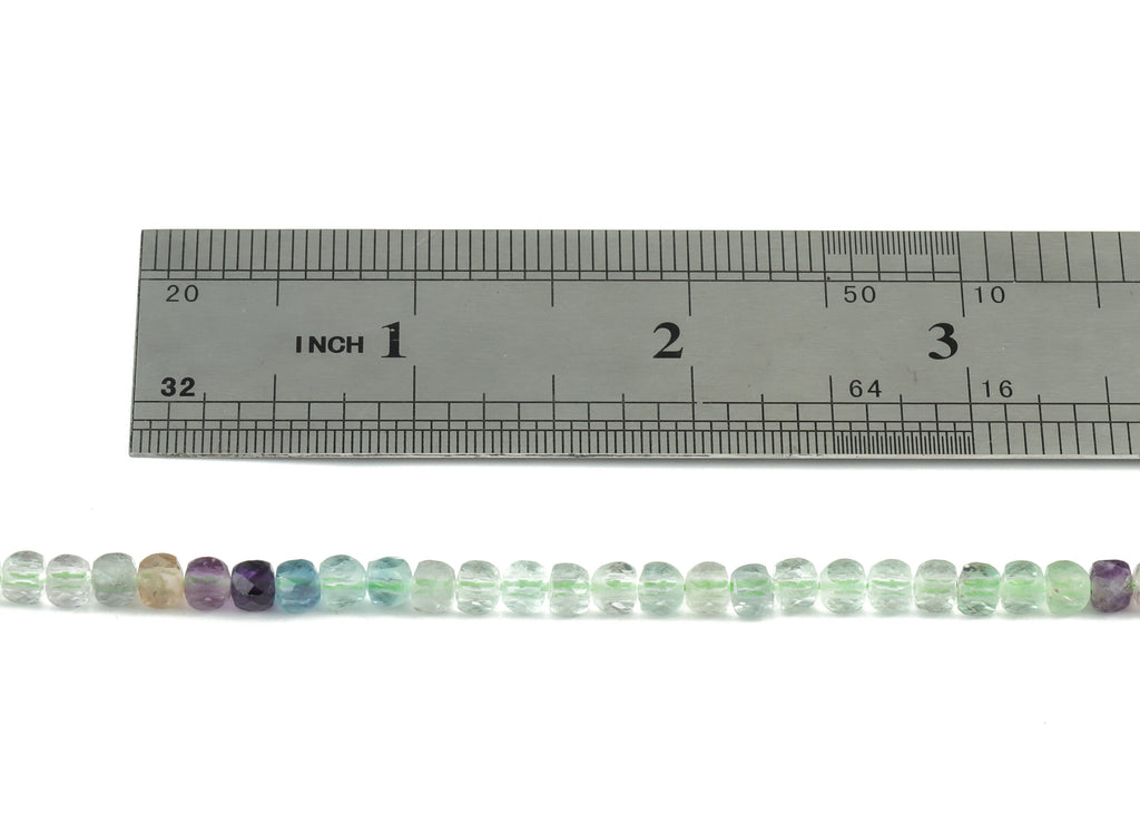 Flourite Cube Beads 4mm - 15.5 inch - Faceted Cube Gemstone Beads - Natural Stone Beads - 4x4mm - NS1129 - DOMEDBAZAAR