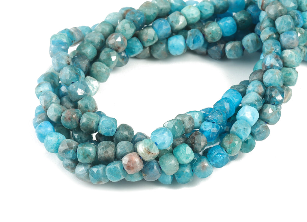 Sodalite Cube Beads 4mm - 15.5 inch - Faceted Cube Gemstone Beads - Natural Stone Beads - 4x4mm - NS1130 - DOMEDBAZAAR