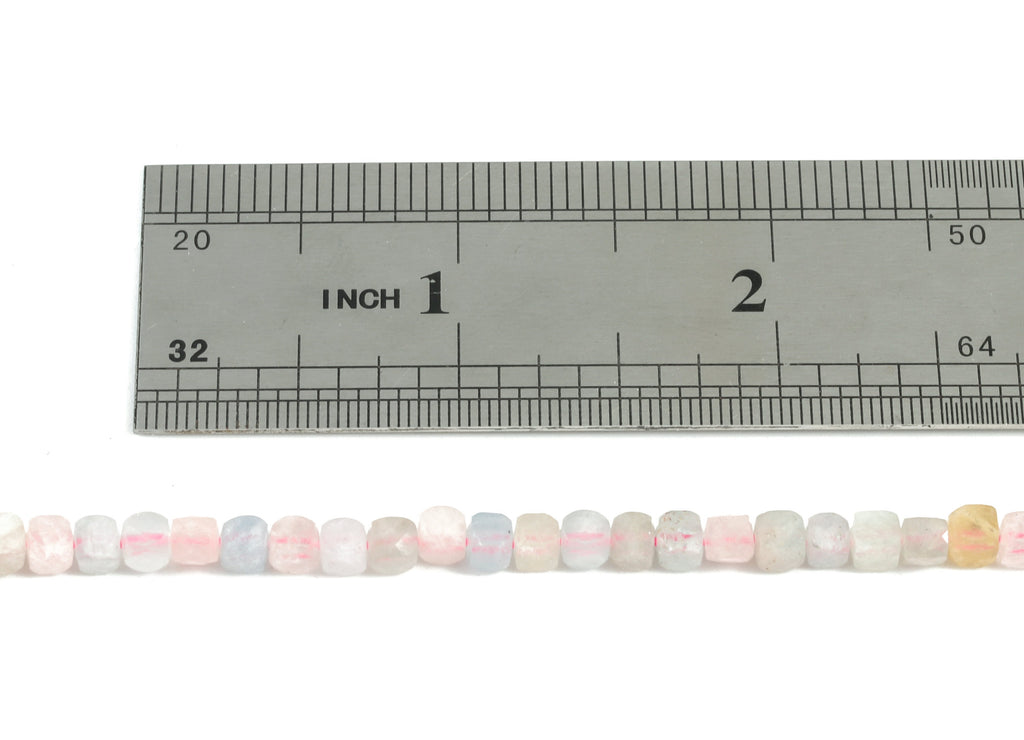 Morganite Cube Beads 4mm - 15.5 inch - Faceted Cube Gemstone Beads - Natural Stone Beads - 4x4mm - NS1132 - DOMEDBAZAAR