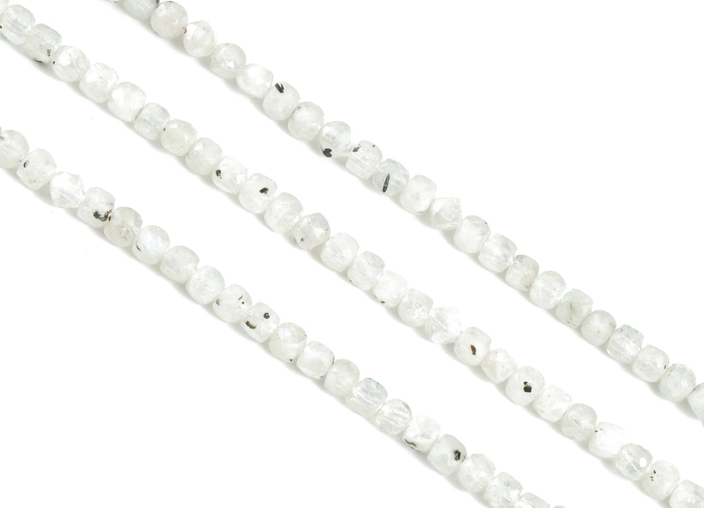 Moon Stone Cube Beads 4mm - 15.5 inch - Faceted Cube Gemstone Beads - Natural Stone Beads - 4x4mm - NS1133 - DOMEDBAZAAR