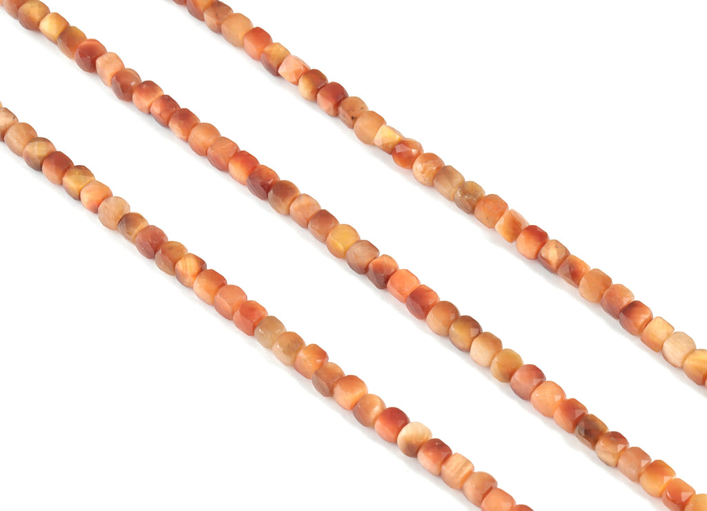 Red Tiger Cube Beads 4mm - 15.5 inch - Faceted Cube Gemstone Beads - Natural Stone Beads - 4x4mm - NS1134 - DOMEDBAZAAR