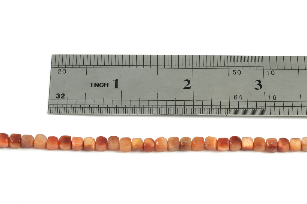 Red Tiger Cube Beads 4mm - 15.5 inch - Faceted Cube Gemstone Beads - Natural Stone Beads - 4x4mm - NS1134 - DOMEDBAZAAR