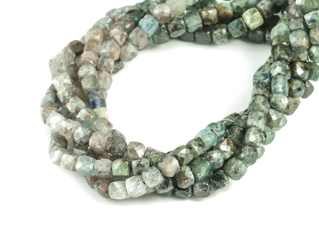 Kyanite Cube Beads 4mm - 15.5 inch - Faceted Cube Gemstone Beads - Natural Stone Beads - 4x4mm - NS1138 - DOMEDBAZAAR