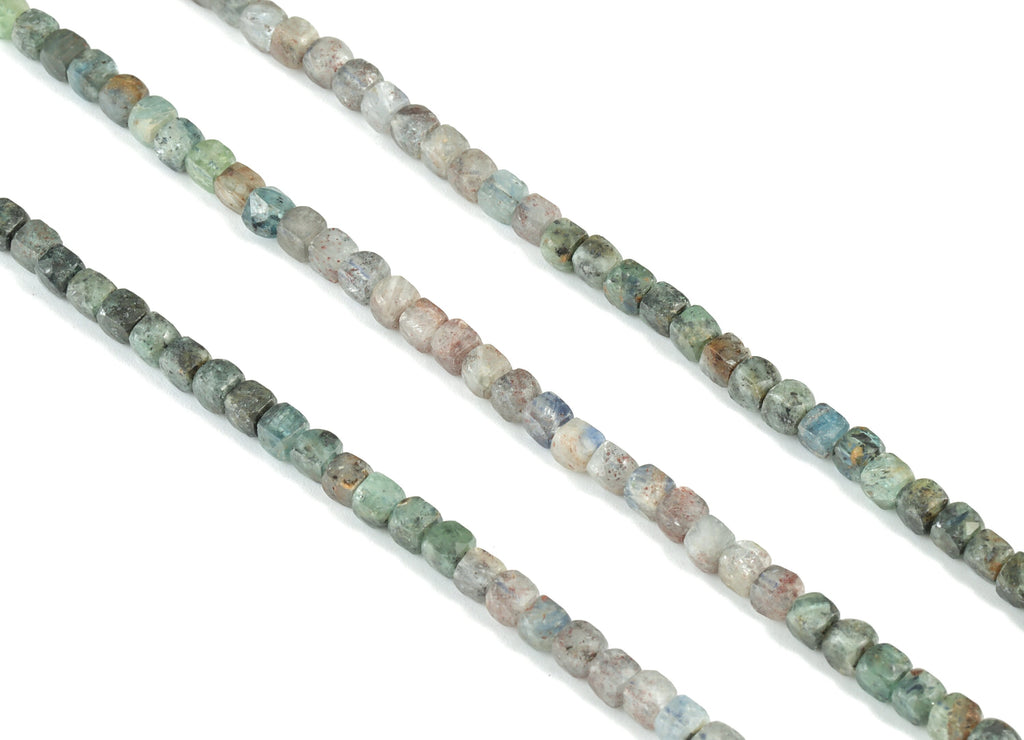 Kyanite Cube Beads 4mm - 15.5 inch - Faceted Cube Gemstone Beads - Natural Stone Beads - 4x4mm - NS1138 - DOMEDBAZAAR