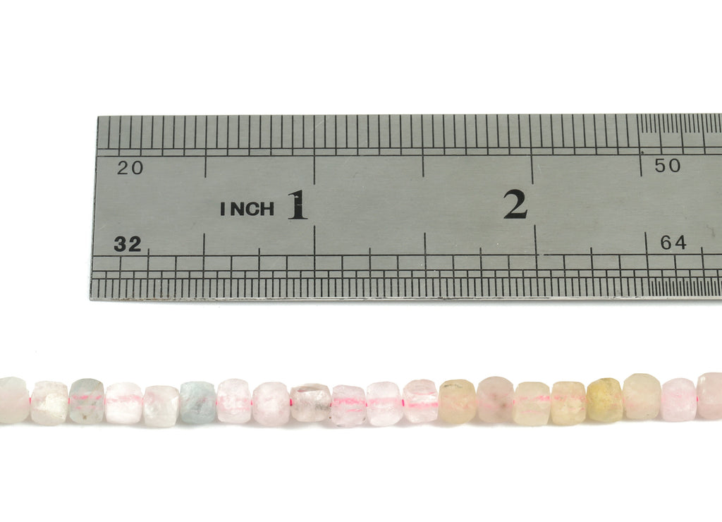 Morganite Cube Beads 4mm - 15.5 inch - Faceted Cube Gemstone Beads - Natural Stone Beads - 4x4mm - NS1139 - DOMEDBAZAAR