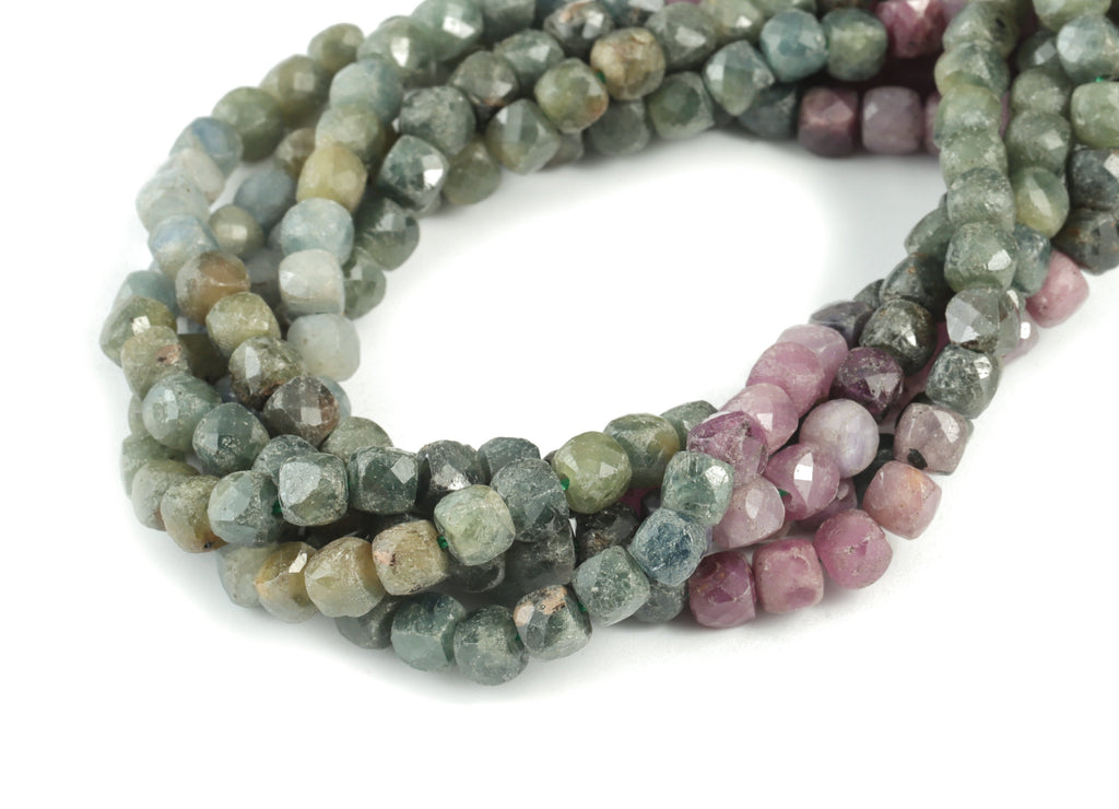Colour Jewel Cube Beads 4mm - 15.5 inch - Faceted Cube Gemstone Beads - Natural Stone Beads - 4x4mm - NS1140 - DOMEDBAZAAR