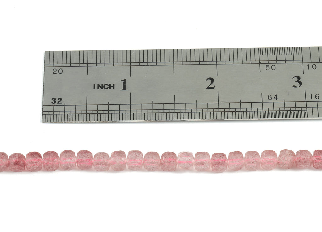 Strawberry Cube Beads 4mm - 15.5 inch - Faceted Cube Gemstone Beads - Natural Stone Beads - 4x4mm - NS1141 - DOMEDBAZAAR