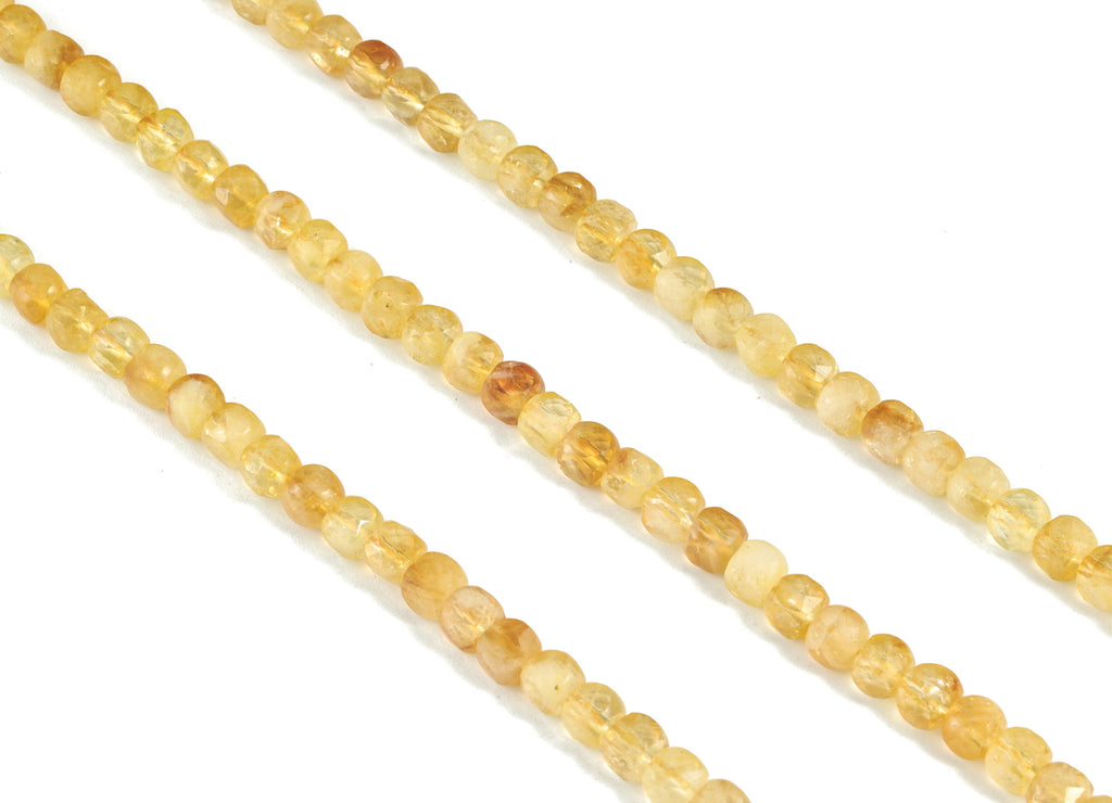 Citrine Cube Beads 4mm - 15.5 inch - Faceted Cube Gemstone Beads - Natural Stone Beads - 4x4mm - NS1143 - DOMEDBAZAAR