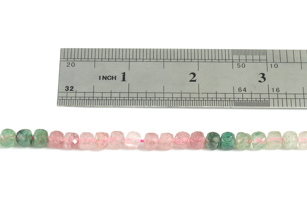 Strawberry Cube Beads 5mm - 15.5 inch - Faceted Cube Gemstone Beads - Natural Stone Beads - 5x5mm - NS1145 - DOMEDBAZAAR