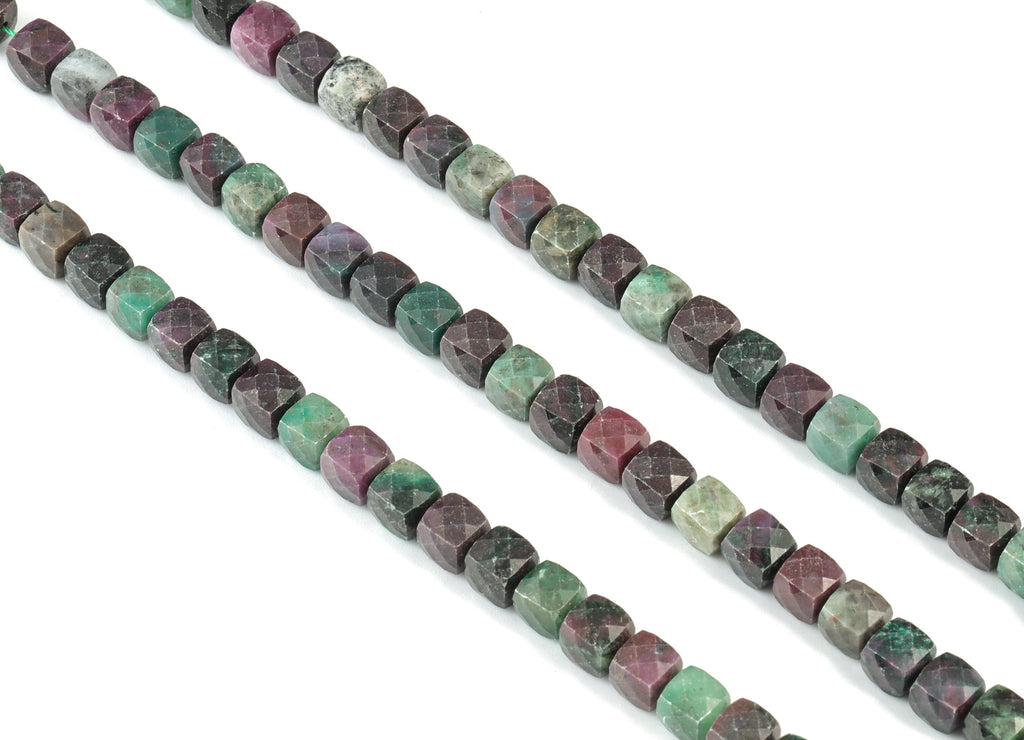Ruby Zoisite Cube Beads 8mm - 15.5 inch - Faceted Cube Gemstone Beads - Natural Stone Beads - 8x8mm - NS1146 - DOMEDBAZAAR