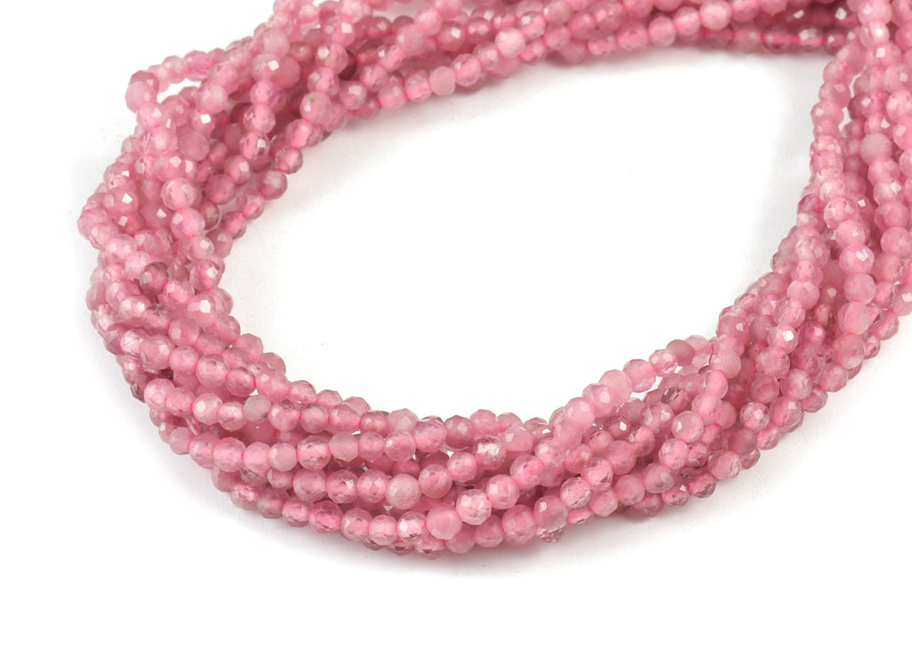 Pink Tourmaline Round Beads 2mm - 15.5 inch - Faceted Round Gemstone Beads - Natural Stone Beads - 2x2mm - NS1148 - DOMEDBAZAAR