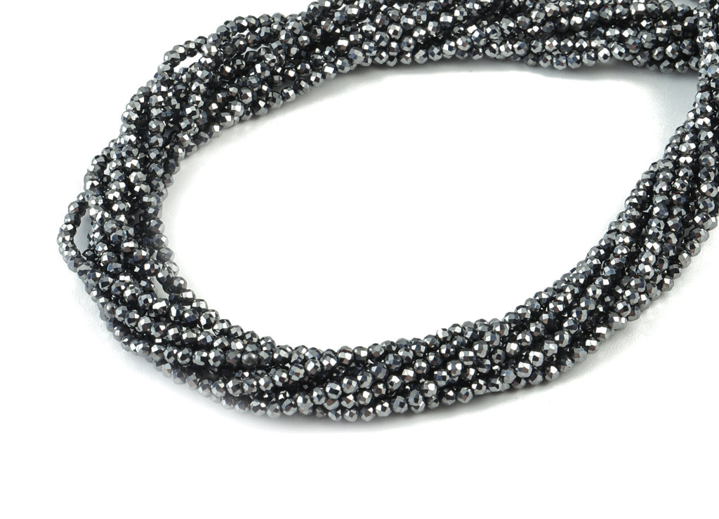 Titanium Hezi Round Beads 2mm - 15.5 inch - Faceted Round Gemstone Beads - Natural Stone Beads - 2x2mm - NS1154 - DOMEDBAZAAR