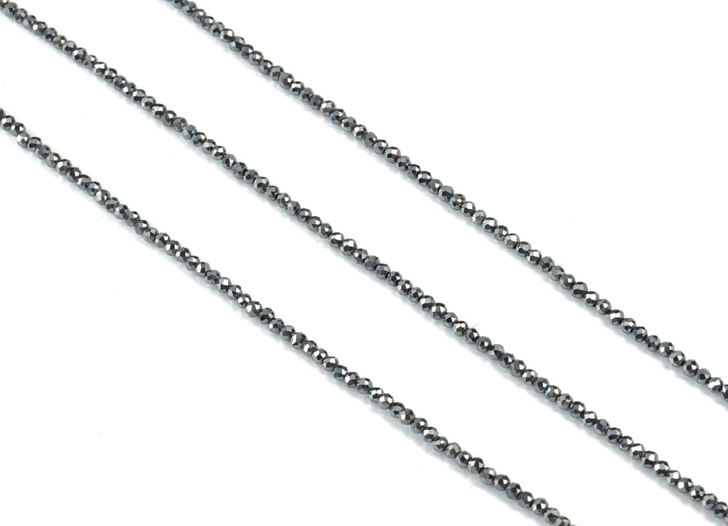 Titanium Hezi Round Beads 2mm - 15.5 inch - Faceted Round Gemstone Beads - Natural Stone Beads - 2x2mm - NS1154 - DOMEDBAZAAR