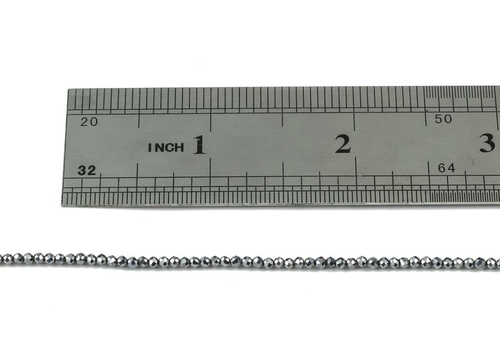 Titanium Hezi Round Beads 2mm - 15.5 inch - Faceted Round Gemstone Beads - Natural Stone Beads - 2x2mm - NS1154 - DOMEDBAZAAR