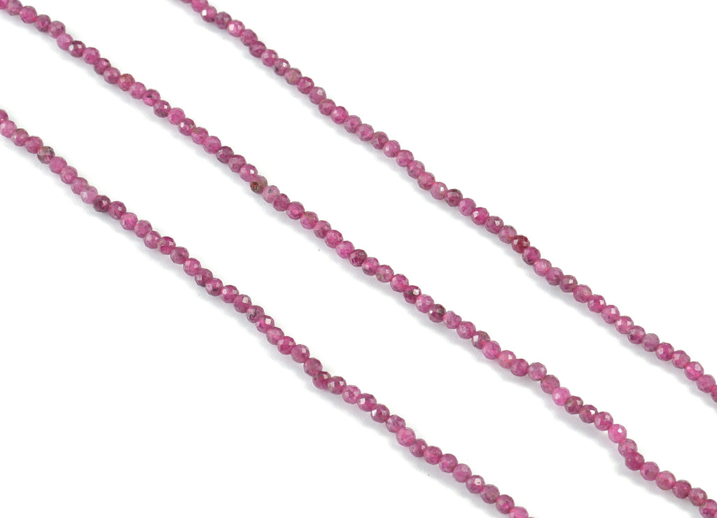 Ruby Round Beads 2mm - 15.5 inch - Faceted Round Gemstone Beads - Natural Stone Beads - 2x2mm - NS1155 - DOMEDBAZAAR