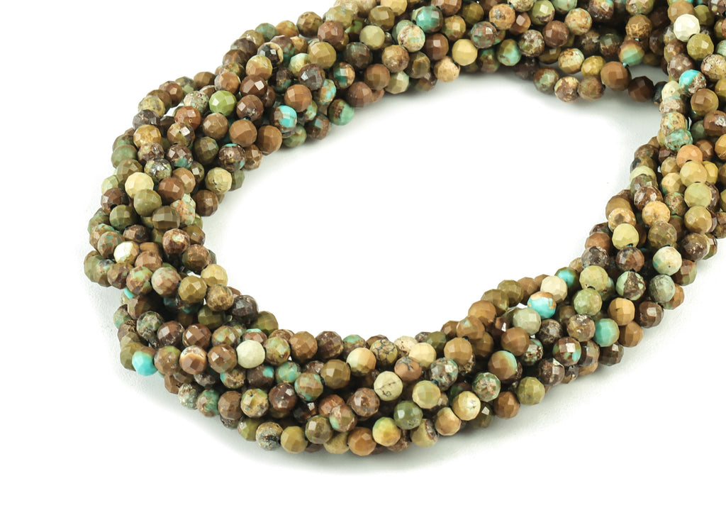 Turquoise Round Beads 3mm - 15.5 inch - Faceted Round Gemstone Beads - Natural Stone Beads - 3x3mm - NS1158 - DOMEDBAZAAR