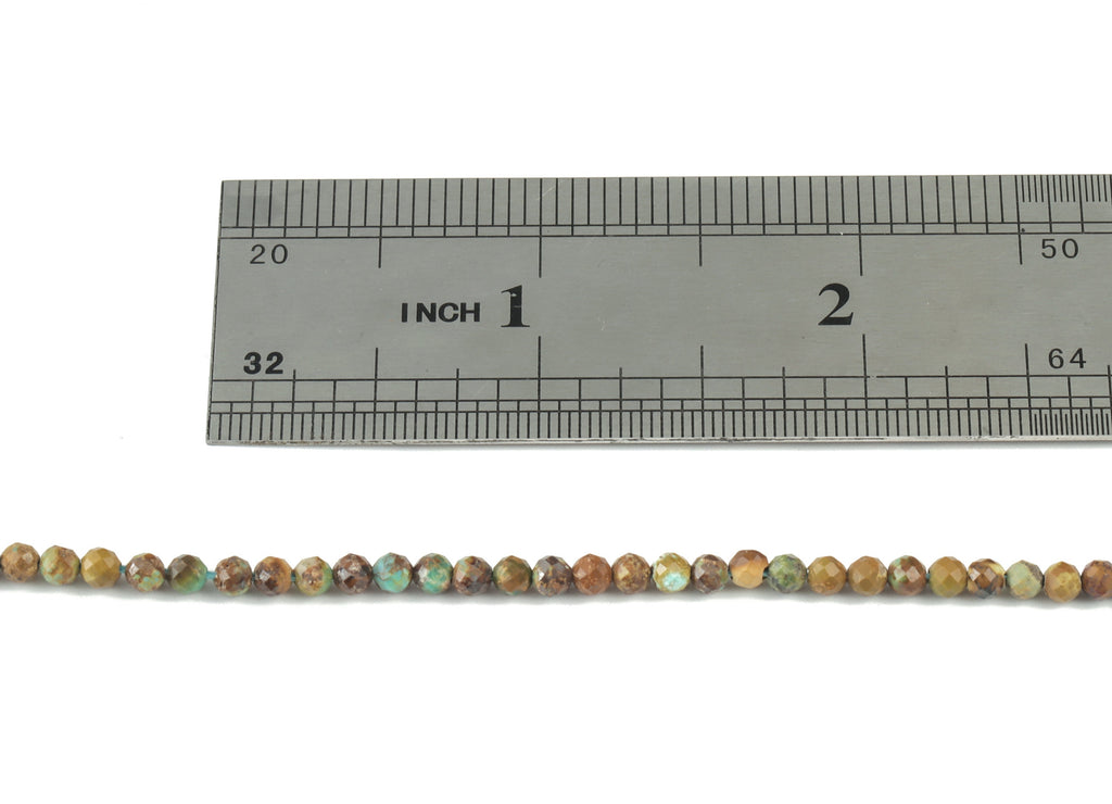 Turquoise Round Beads 3mm - 15.5 inch - Faceted Round Gemstone Beads - Natural Stone Beads - 3x3mm - NS1158 - DOMEDBAZAAR