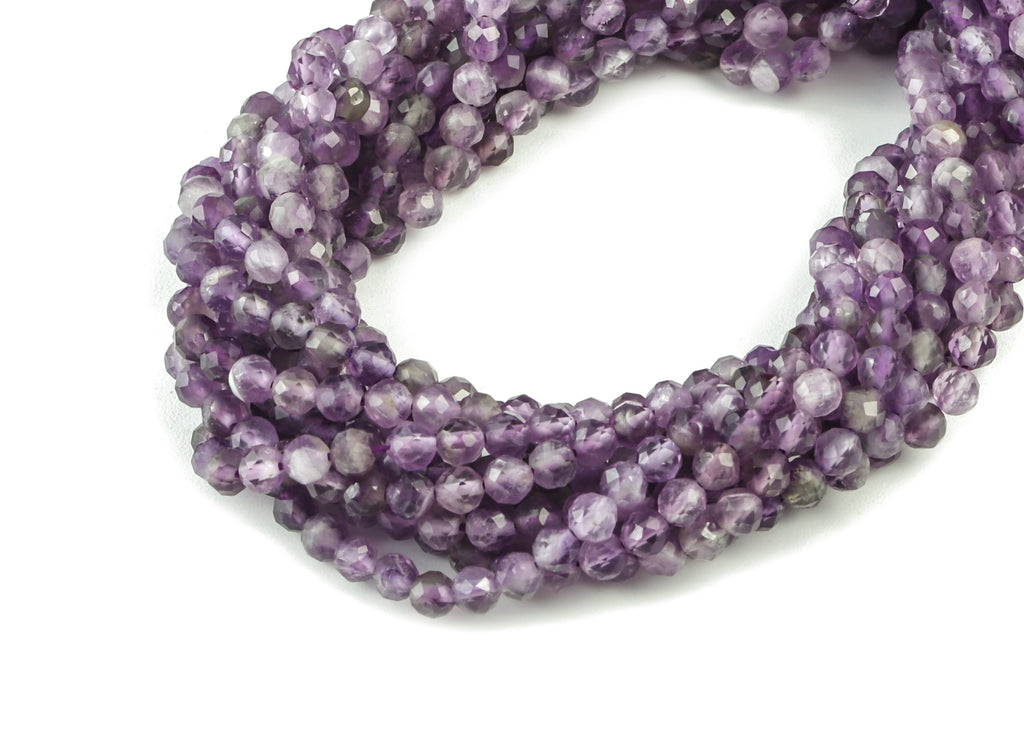 Amethyst Round Beads 3mm - 15.5 inch - Faceted Round Gemstone Beads - Natural Stone Beads- 3x3mm - NS1160 - DOMEDBAZAAR