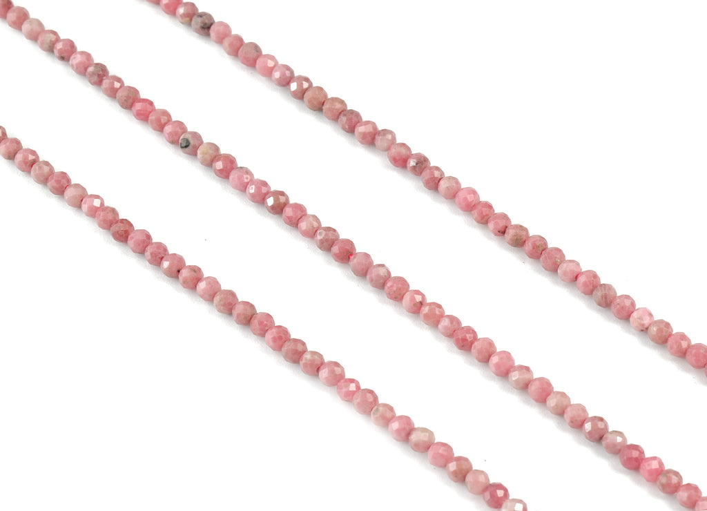 Rhodochrosite Round Beads 3mm - 15.5 inch - Faceted Round Gemstone Beads - Natural Stone Beads - 3x3mm - NS1162 - DOMEDBAZAAR