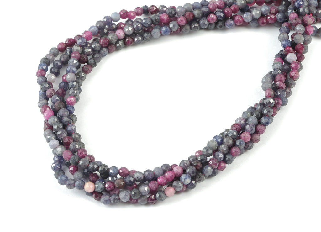 Red Sapphire Round Beads 3mm - 15.5 inch - Faceted Round Gemstone Beads - Natural Stone Beads - 3x3mm - NS1163 - DOMEDBAZAAR