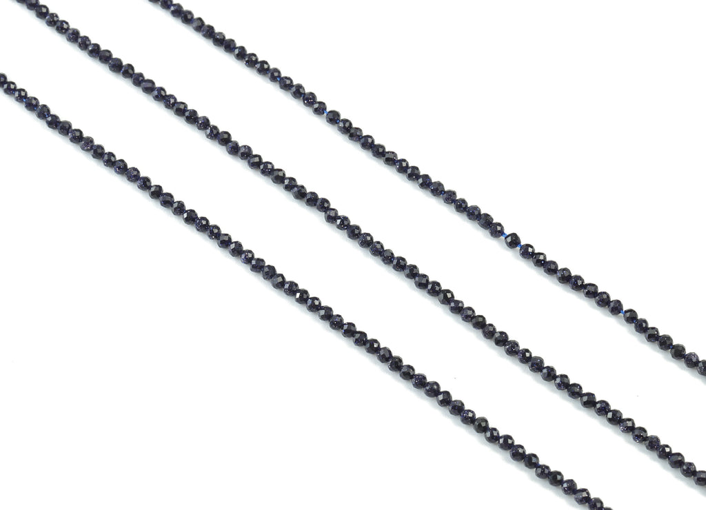 Blue Sand  Round Beads 2mm - 15.5 inch - Faceted Round Gemstone Beads - Natural Stone Beads - 2x2mm - NS1164 - DOMEDBAZAAR