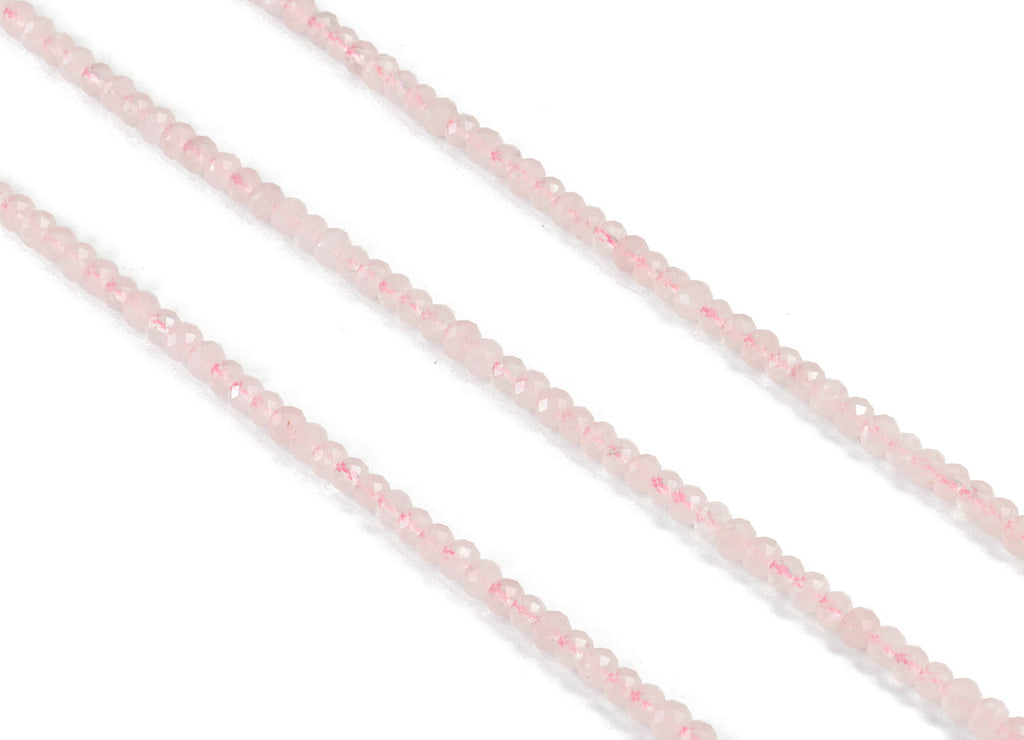 Crystal Pink Quartz Round Beads 3-4mm - 15.5 inch - Faceted Round Gemstone Beads - Natural Stone Beads - 3x4mm - NS1169 - DOMEDBAZAAR
