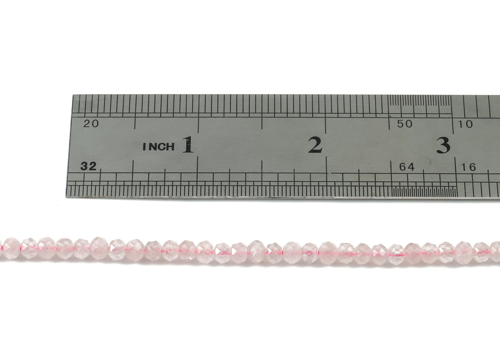 Crystal Pink Quartz Round Beads 3-4mm - 15.5 inch - Faceted Round Gemstone Beads - Natural Stone Beads - 3x4mm - NS1169 - DOMEDBAZAAR