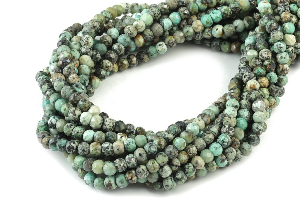African Loose Rondella Beads 4mm - 15.5 inch - Faceted Rondella Gemstone Beads - Natural Stone Beads - 3x4mm - NS1174 - DOMEDBAZAAR