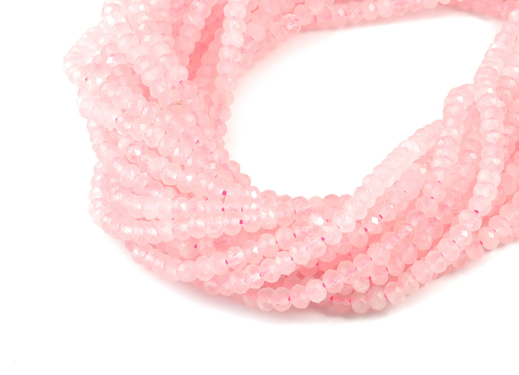 Crystal Pink Quartz Round Beads 3-5mm  - 15.5 inch - Faceted Round Gemstone Beads - Natural Stone Beads - 3x5mm - NS1175 - DOMEDBAZAAR