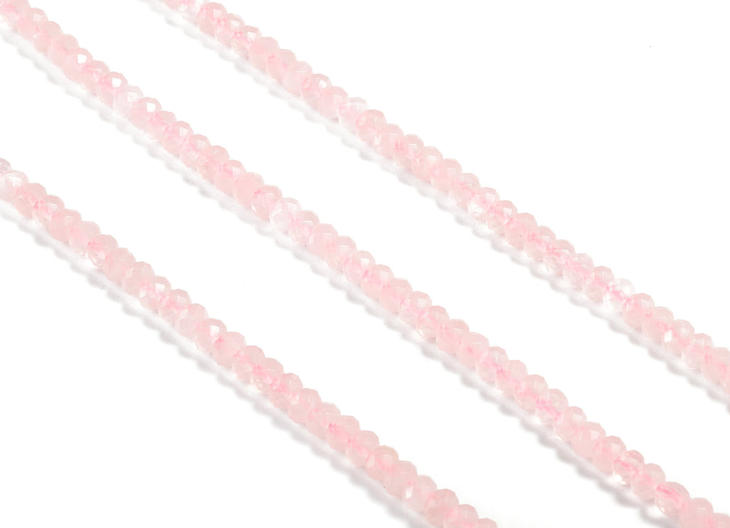 Crystal Pink Quartz Round Beads 3-5mm  - 15.5 inch - Faceted Round Gemstone Beads - Natural Stone Beads - 3x5mm - NS1175 - DOMEDBAZAAR
