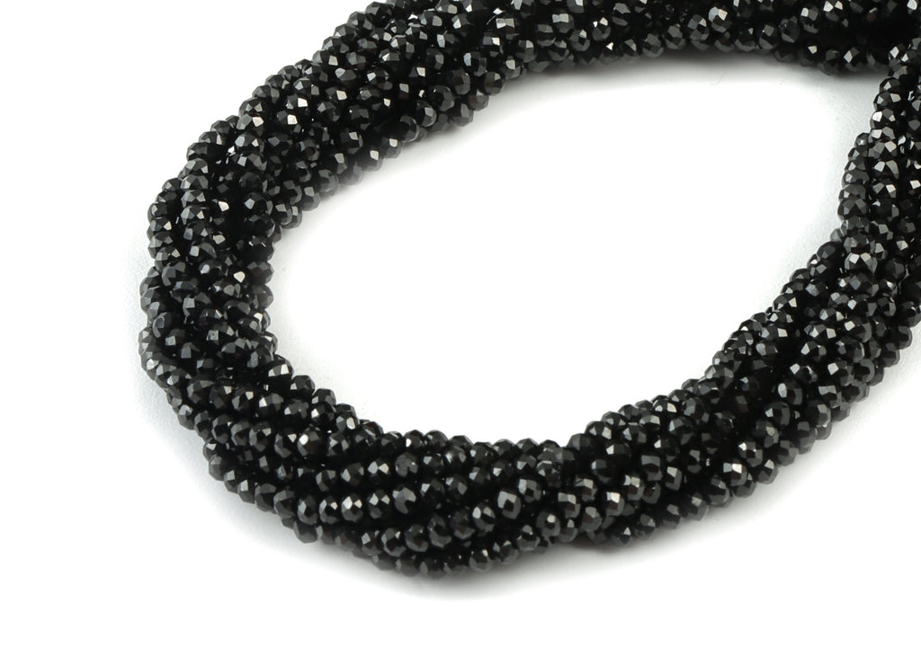 The Black Spinel Round Beads 1-2mm - 15.5 inch - Faceted Round Gemstone Beads - Natural Stone Beads - 1x2mm - NS1181 - DOMEDBAZAAR
