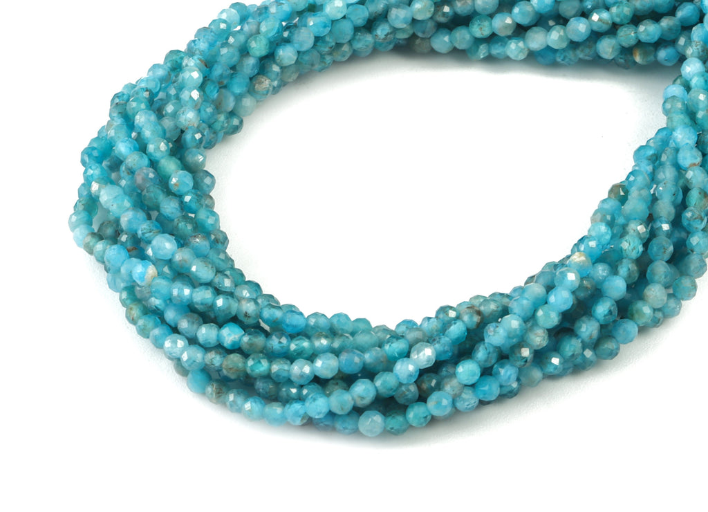 Apatite Natural Round Beads 2mm - 15.5 inch - Faceted Round Gemstone Beads - Natural Stone Beads - 2x2mm - NS1182 - DOMEDBAZAAR