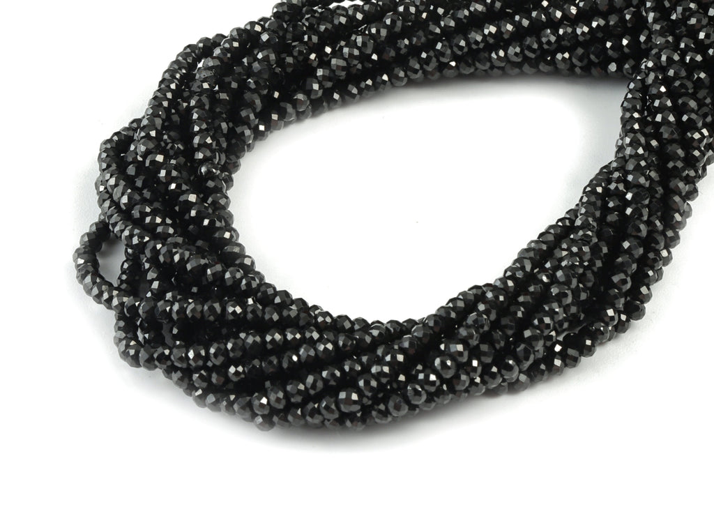 The Black Spinel Round Beads 2-3mm - 15.5 inch - Faceted Round Gemstone Beads - Natural Stone Beads - 2x3mm - NS1185 - DOMEDBAZAAR
