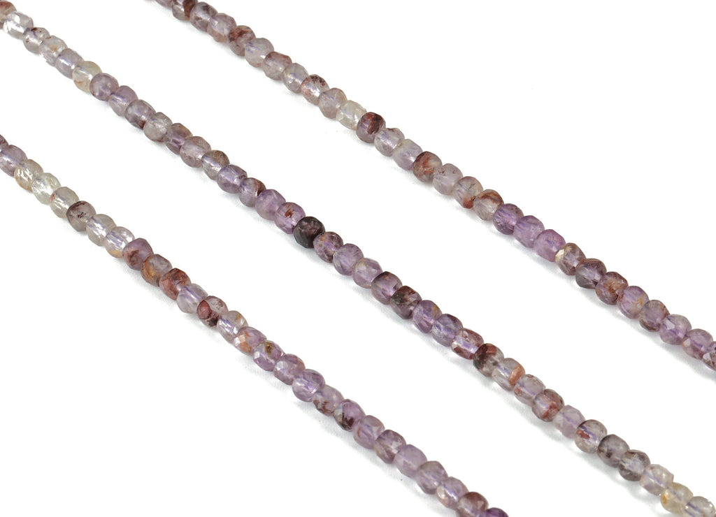 Purple Ghost Cube Beads 4mm - 15.5 inch - Faceted Cube Gemstone Beads - Natural Stone Beads - 4x4mm - NS1186 - DOMEDBAZAAR