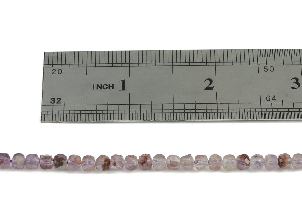 Purple Ghost Cube Beads 4mm - 15.5 inch - Faceted Cube Gemstone Beads - Natural Stone Beads - 4x4mm - NS1186 - DOMEDBAZAAR