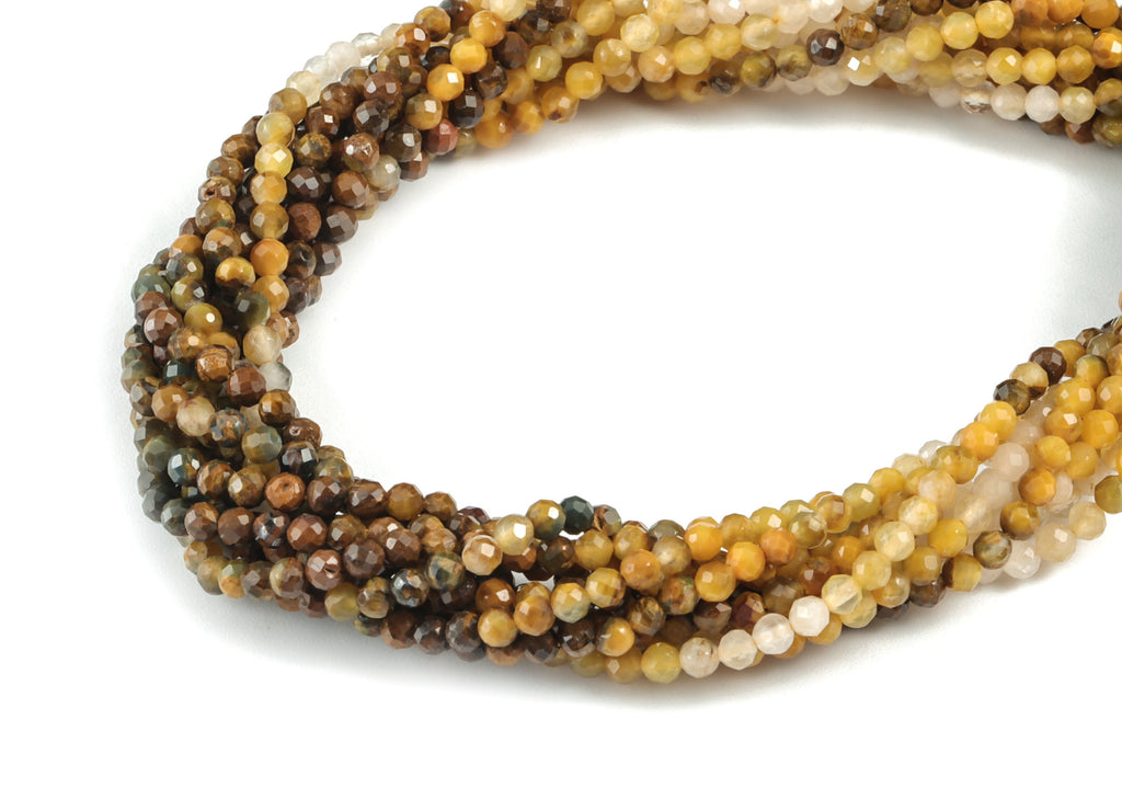 Peter Stone Round Beads 2mm - 15.5 inch - Faceted Round Gemstone Beads - Natural Stone Beads - 2x2mm - NS1189 - DOMEDBAZAAR