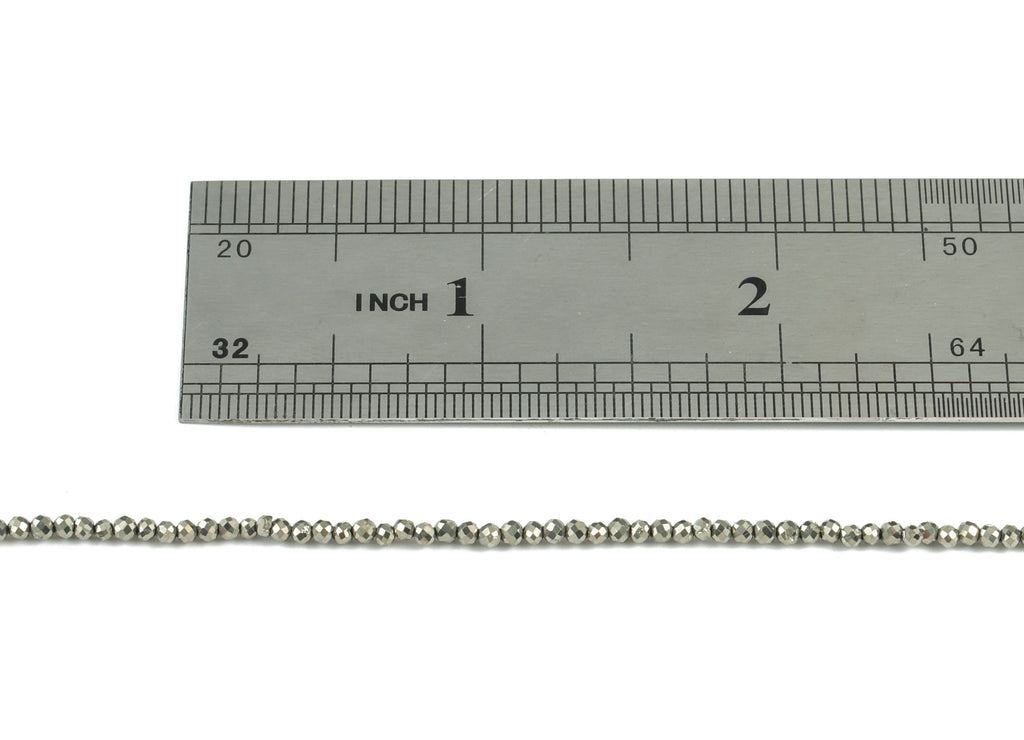 Pyrite Round Beads 2mm - 15.5 inch - Faceted Round Gemstone Beads - Natural Stone Beads - 2x2mm - NS1192 - DOMEDBAZAAR