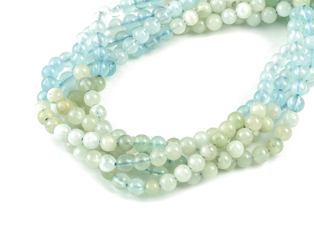 Aquamarine Round Beads 4mm - 15.5 inch - Round Gemstone Beads - Natural Stone Beads - 4x4mm - NS1194 - DOMEDBAZAAR