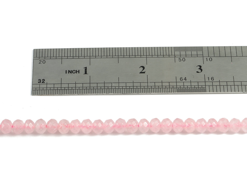 Crystal Powder Pink Quartz Rondelle Beads 4-6mm - 15.5 inch - Faceted Round Gemstone Beads - Natural Stone Beads - 4x6mm - NS1196 - DOMEDBAZAAR