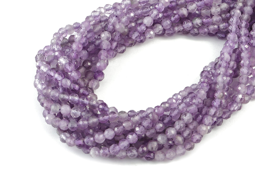Amethyst Round Beads 4mm - 15.5 inch - Faceted Round Gemstone Beads - Natural Stone Beads - 4x4mm - NS1197 - DOMEDBAZAAR