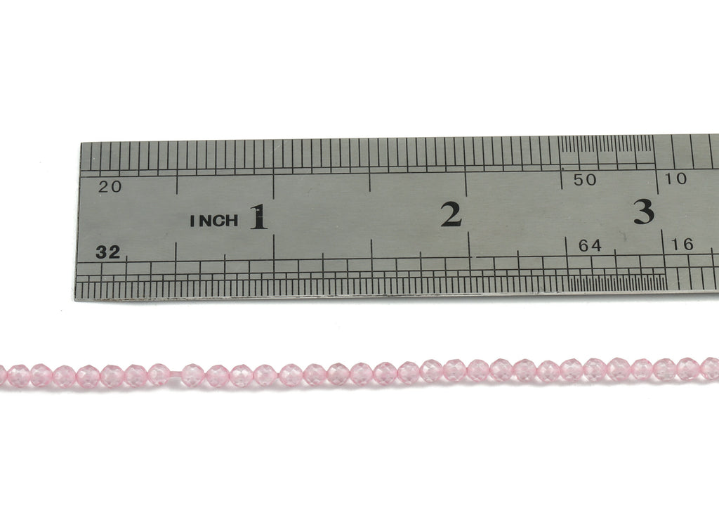 Pink Crystal Round Beads 3mm - 15.5 inch - Faceted Round Gemstone Beads - Natural Stone Beads - 3x3mm - NS1199A - DOMEDBAZAAR